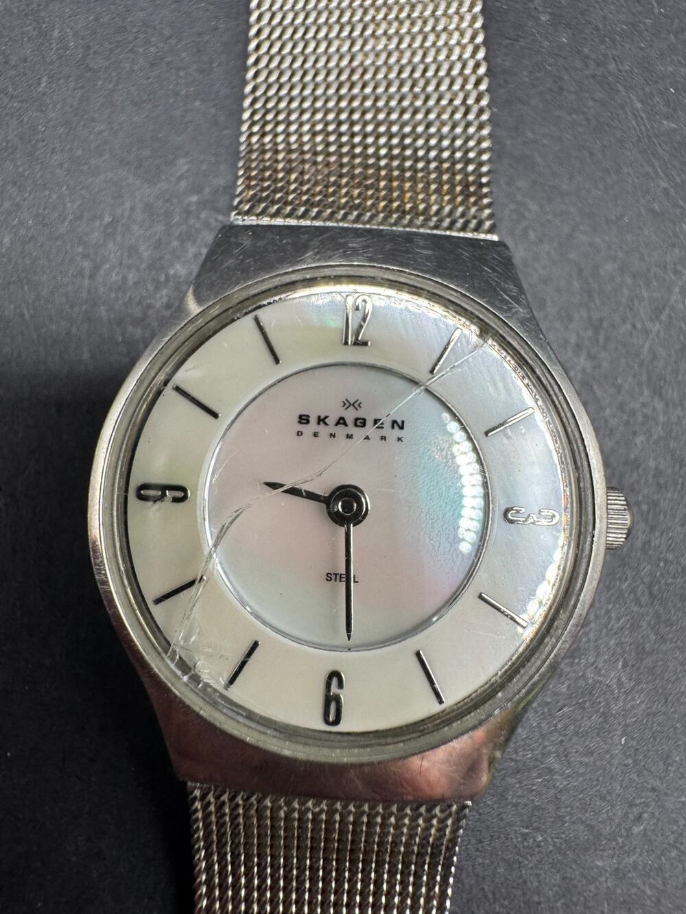 Skagen Womens Watch 24mm White MOP Dial Mesh Stainless Steel 233XSSS 3ATM